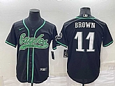 Philadelphia Eagles 11 AJ Brown Black Men's Stitched Cool Base Nike Baseball Jersey,baseball caps,new era cap wholesale,wholesale hats